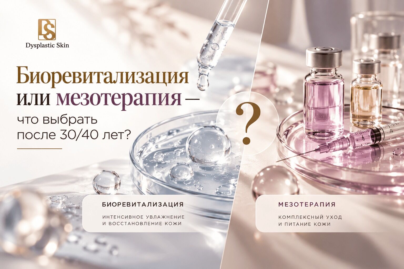 Биоревитализация или мезотерапия — что выбрать после 30/40 лет?